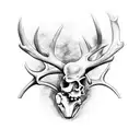 bone arm made out of deer antlers with muscles tattoo design idea
