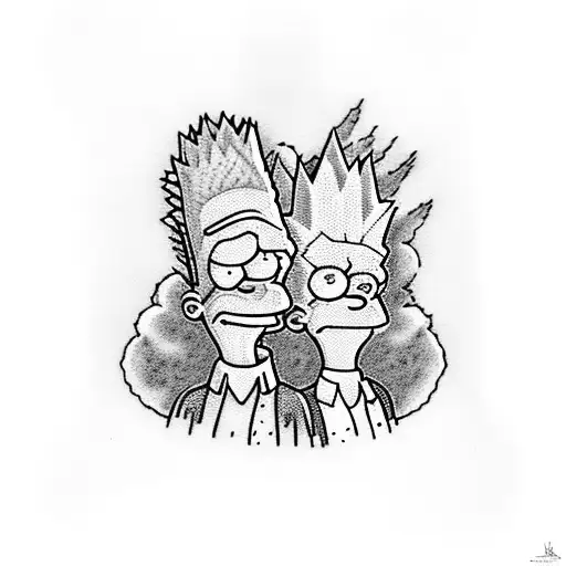 Bart simpson and Lisa Simpson siblings tattoo design idea