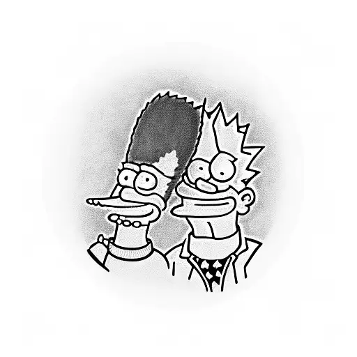 Bart and Lisa Simpson caring for each other  tattoo design idea