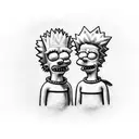 Bart and Lisa Simpson caring for each other  tattoo design idea