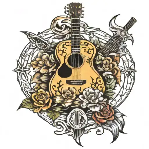 buck Owen's guitar tattoo design idea