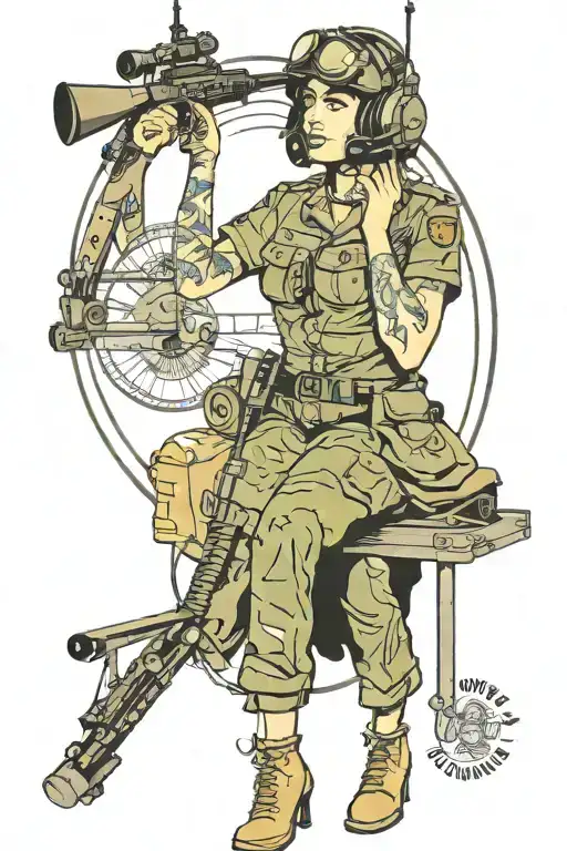 woman radio operator USMC tattoo design idea