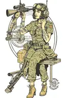woman radio operator USMC tattoo design idea