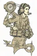 woman radio operator USMC tattoo design idea