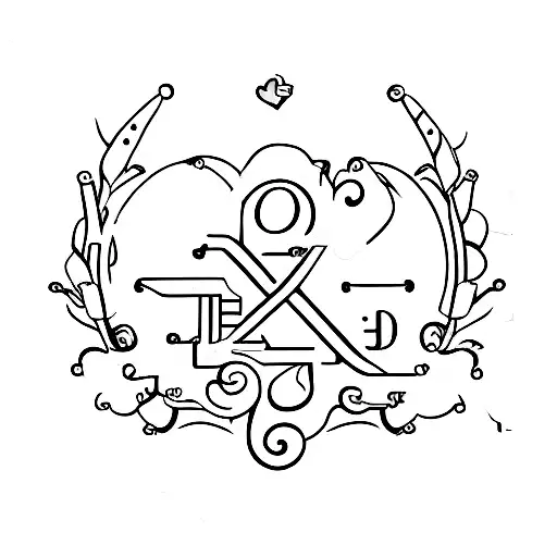 The initial G with a heart key tattoo design idea