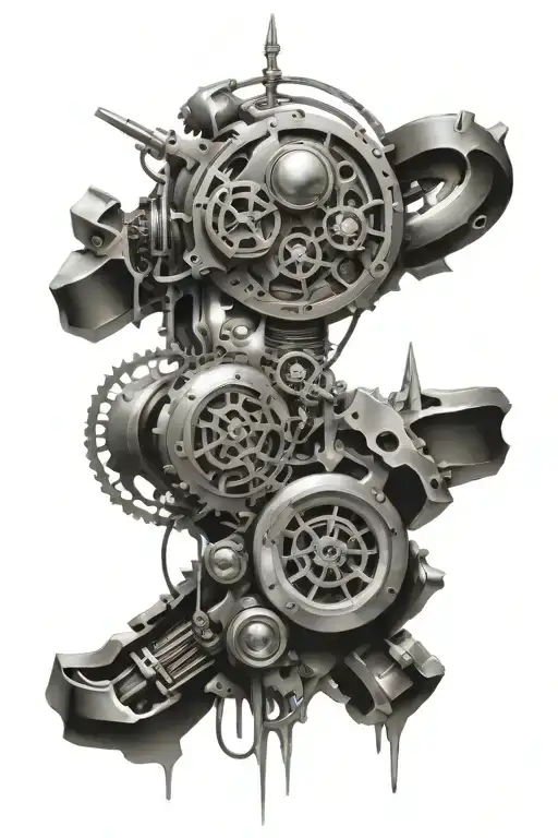 biomechanical representation of fatherhood tattoo design idea