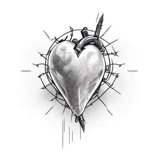 heart with barbed wire tattoo design idea