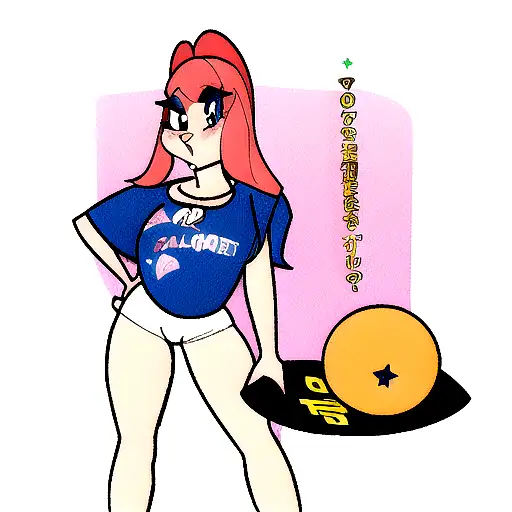 Sexy Lola from Space Jam with barbell and playboy t-shirt. tattoo design idea