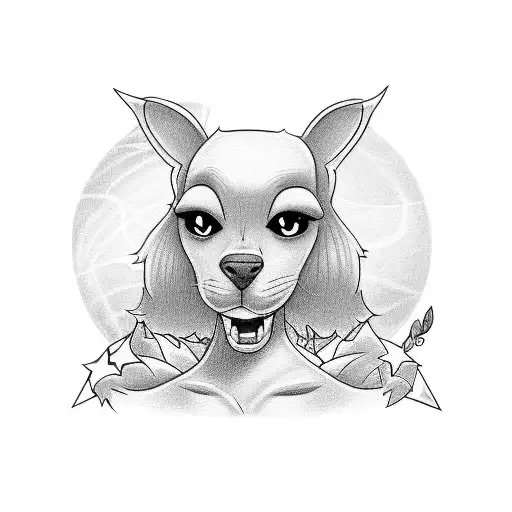 sexy tattoo drawing, design of Lola from Space Jam animated movie. She should be with a barbell  workut playboy shirt. tattoo design idea