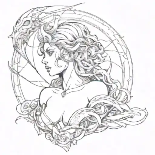 Lilith and symbol tattoo design idea