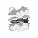 steam train on tracks with woven details armband heaven clouds tattoo design idea