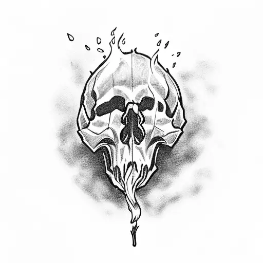 skull smoking fire  tattoo design idea