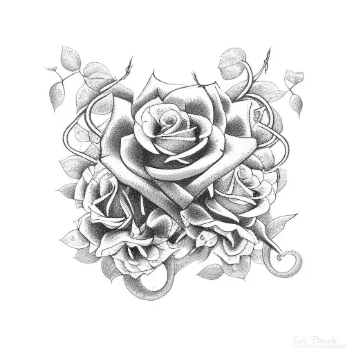 Snake with Roses vines and thorns tattoo design idea