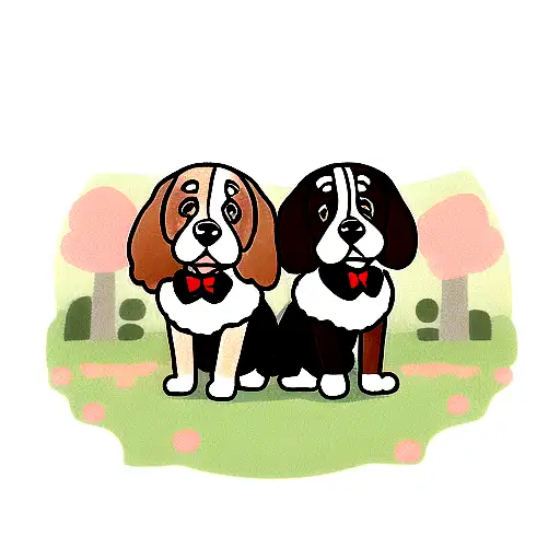 2 Dog cocker spaniels tattoo design idea