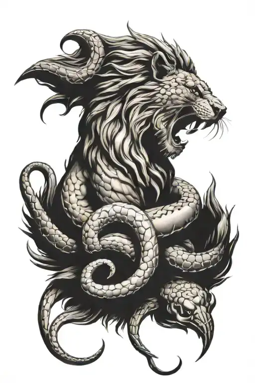 A lion and a scorpion  tattoo design idea
