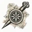 A forearm tattoo of a compass rose with a map of the world in the background, representing the client's passion for travel tattoo design idea