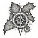 A forearm tattoo of a compass rose with a map of the world in the background, representing the client's passion for travel tattoo design idea