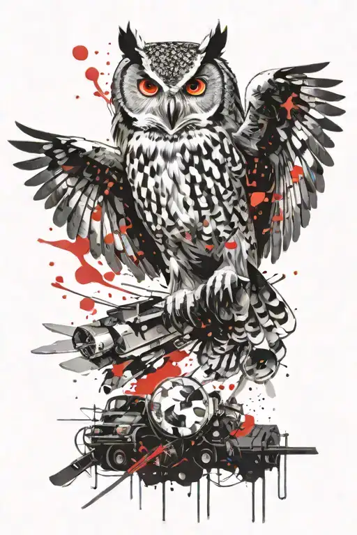 owl flying tattoo design idea