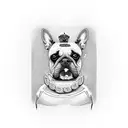 A realistic portrait of the client's beloved dog with a passport in its mouth, symbolizing the freedom to travel tattoo design idea