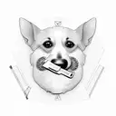 A realistic portrait of the client's beloved dog with a passport in its mouth, symbolizing the freedom to travel tattoo design idea