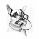 A realistic portrait of the client's beloved dog with a passport in its mouth, symbolizing the freedom to travel tattoo design idea