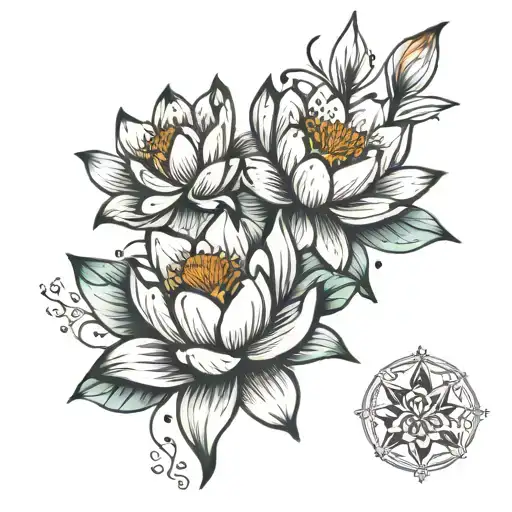 lily and lotus tattoo design idea