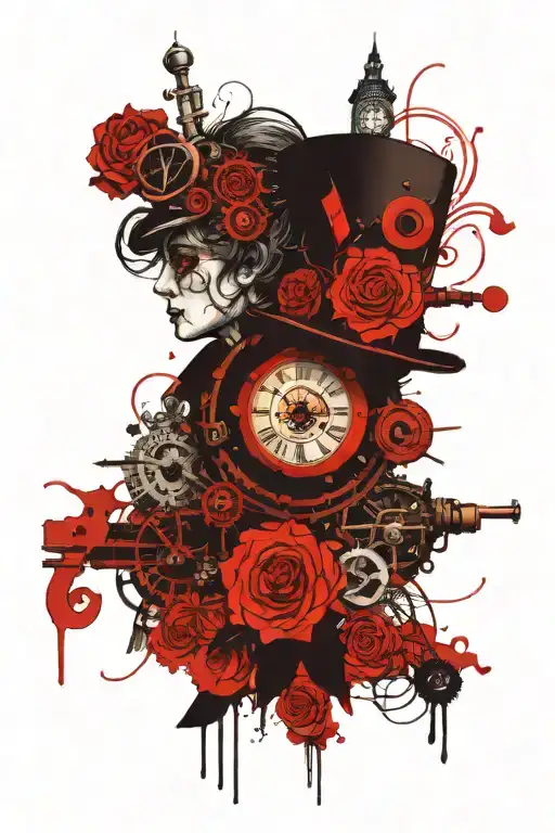 Memorial for my mum and grandmother in a steampunk theme m tattoo design idea