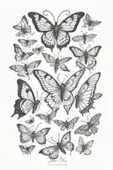 swarm of moths flying tattoo design idea