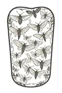 small groupof moths flying in a line, low detail from a distance tattoo design idea
