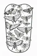small groupof moths flying in a line, low detail from a distance tattoo design idea