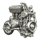 motorcycle engine tattoo design idea
