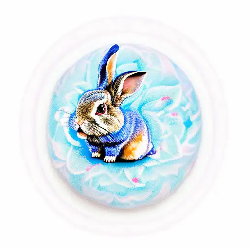 blue rose, rabbit, moon tattoo design idea