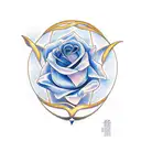 blue rose with a rabbit and crescent moon tattoo design idea