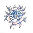 blue rose, rabbit, moon tattoo design idea