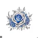 blue rose, rabbit, crescent moon tattoo design idea
