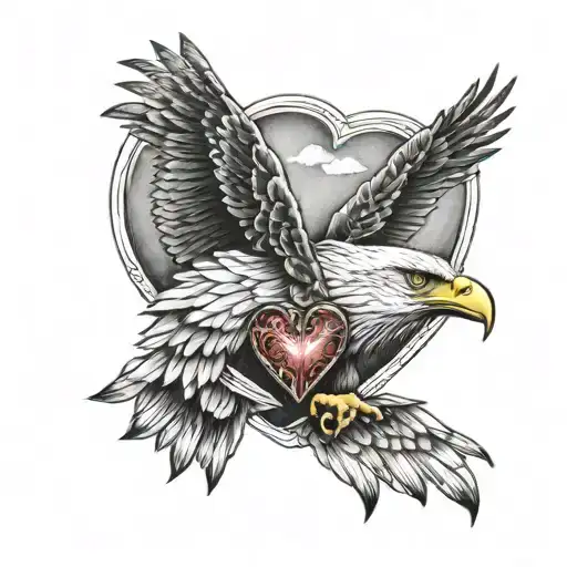 eagle holding a heart with and eye tattoo design tattoo design idea