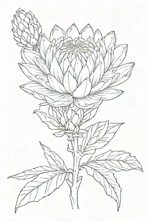 king protea flower tattoo design idea