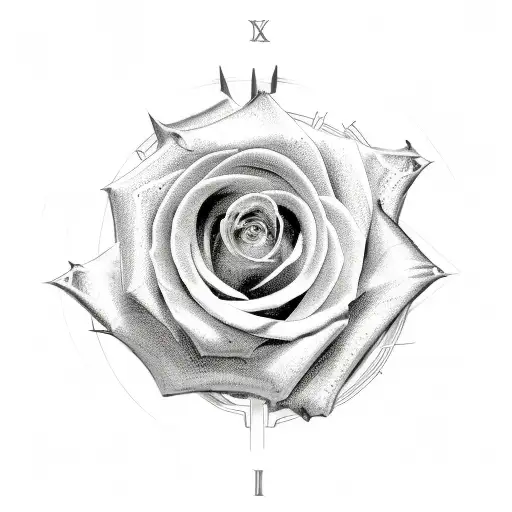 name roman numerals rose tattoo design idea