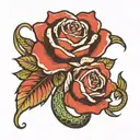 upside down rose with snake wrapping tattoo design idea