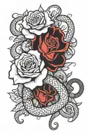 upside down rose with snake wrapping tattoo design idea