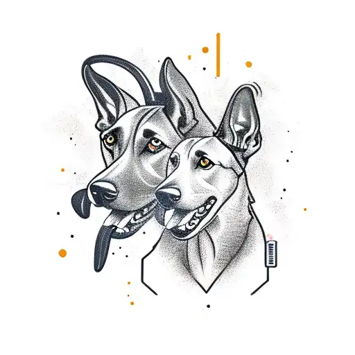 Dutch herder biting an arm tattoo design idea
