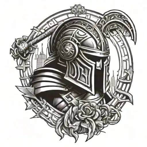 A tattoo design combining elements of ancient Roman gladiators and modern IT technology tattoo design idea