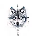 warrior woman riding wolf  tattoo design idea