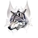 warrior woman riding wolf  tattoo design idea