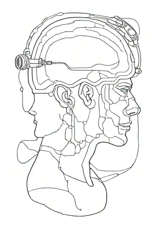 a scuba diver exploring the brain inside tattoo design idea