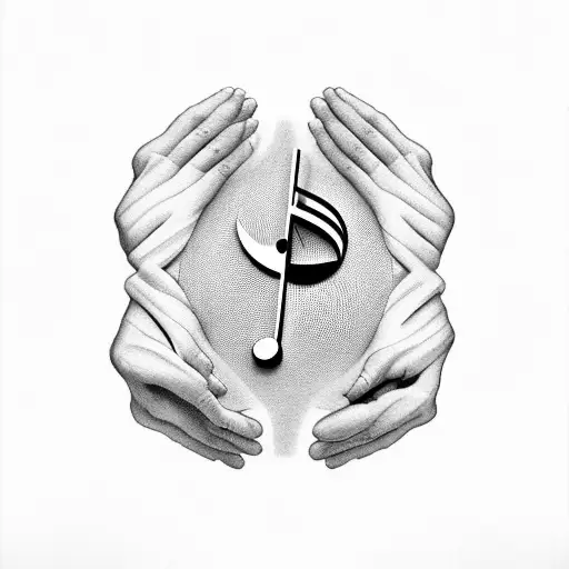 A 3D clock with musical notes as the hands tattoo design idea