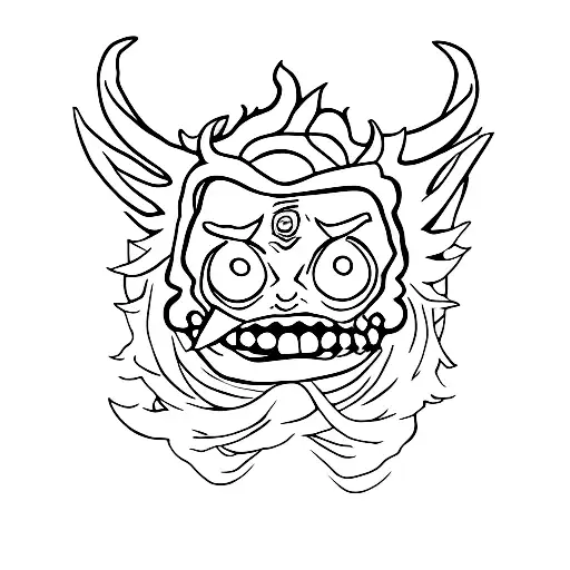 Morty who are masters and have devil horns on their heads tattoo design idea