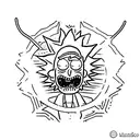 Rick and Morty who are masters and have devil horns on their heads tattoo design idea