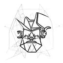 A single-eyed triangle with a hat on the head and a cane in the hand tattoo design idea