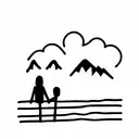 landscape, dad and son tattoo design idea